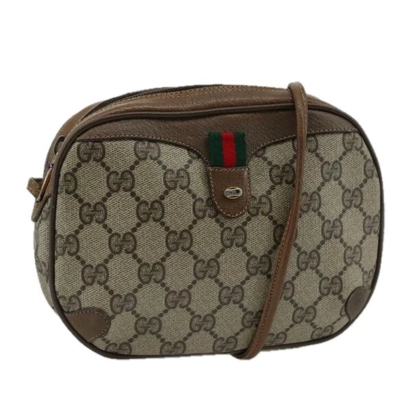 GUCCI GG Supreme Web Sherry Line Shoulder Bag PVC Beige - Picture 1 of 15